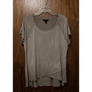 Rock & Republic Women’s Large Purple Studded Slit Shoulder V Neck Top Grunge